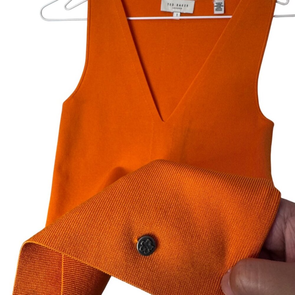 Ted Baker orange sarhaa knitted sweater vest size US 4 - Picture 4 of 10